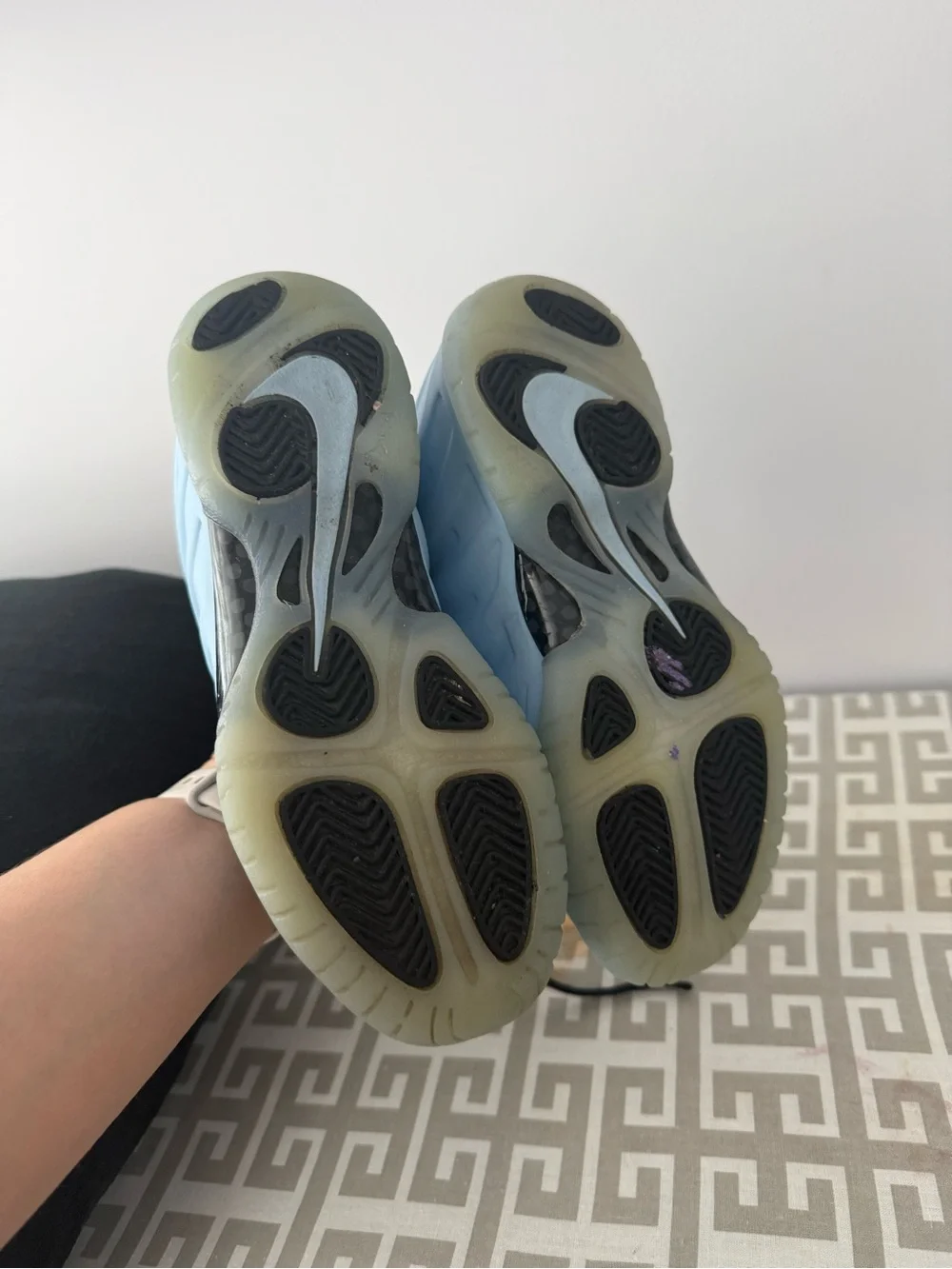 Nike Kids Light Blue Foam Sneakers with Black Upper
